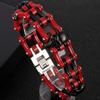 Men's Bike Skull Chain Bracelet Masculine Red Stainless Steel Skeleton Heads Link Bracelets Party Accessories for Rapper Bikers