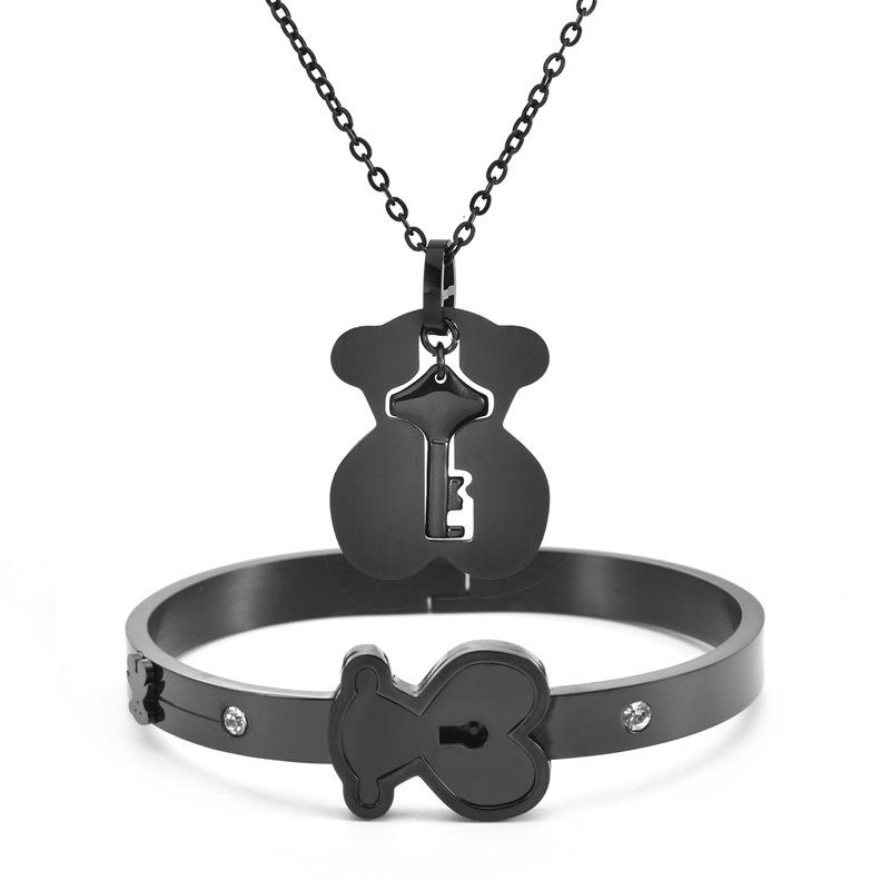 Two-piece Bear Bracelet Diamond Bear Bracelet with Key Chain