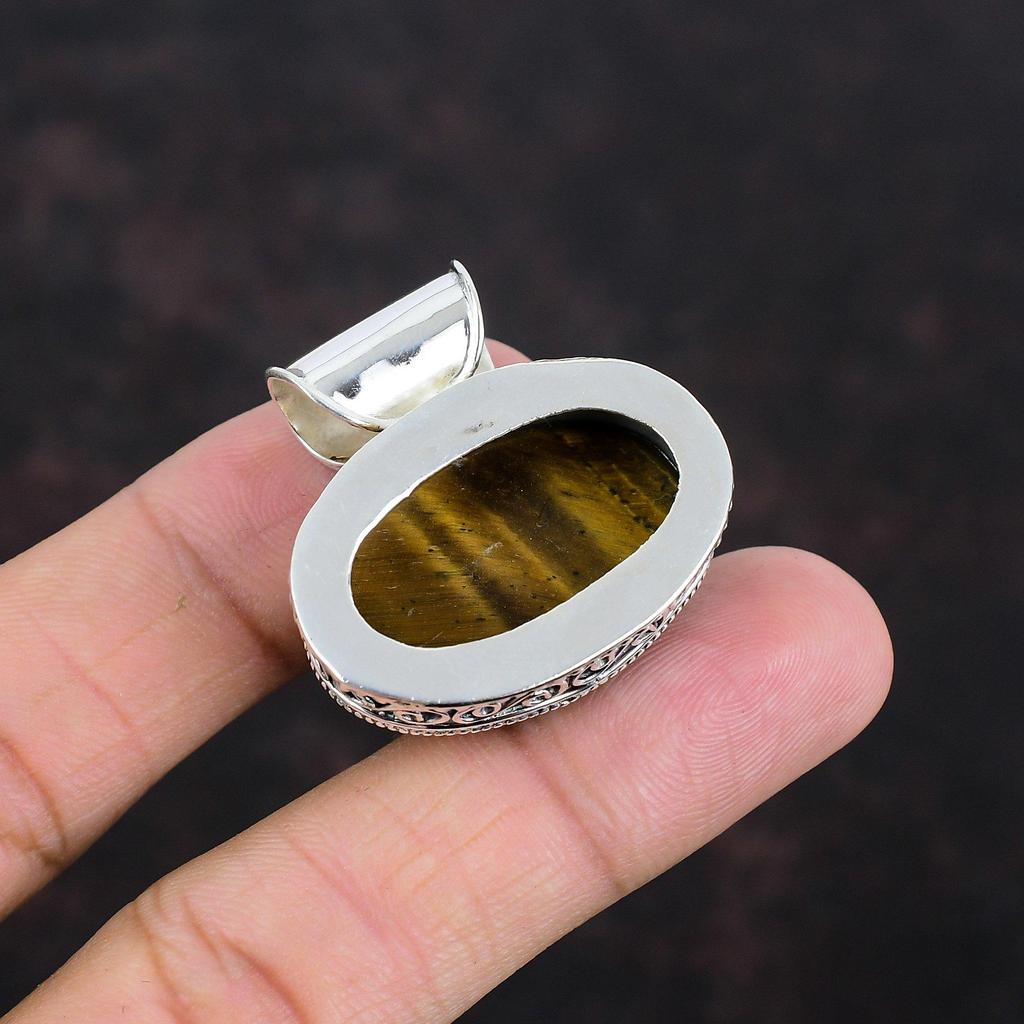 Tiger's Eye Pendant 925 Sterling Silver Pendant Handmade Gemstone Pendant Tiger's Eye Jewelry Vintage Pendant Gifts For Women Dainty Jewelry