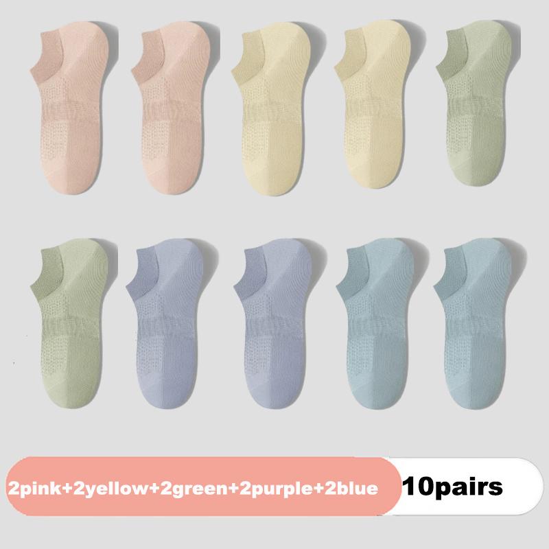 10 Pairs Women's Socks Spring Summer Ins Thin Non-slip Mesh Sweat-absorbing Breathable Boneless Short Bottom Boat Socks Cotton