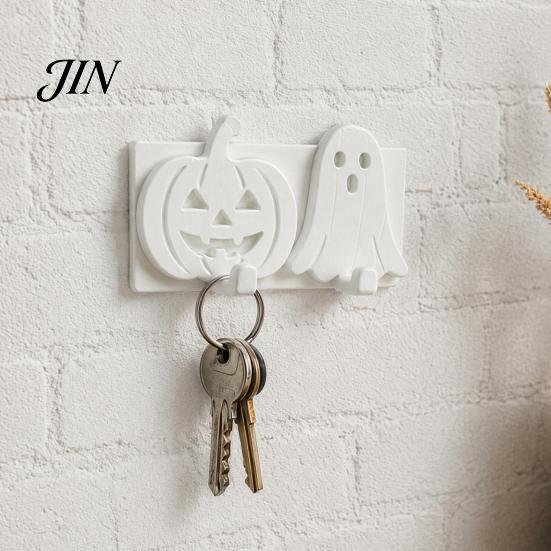 Door And Tile Hook Pumpkin Ghost Key Hook, 3D Printed Halloween Wall Decor, Cute Hooks Self Adhesive Holder, No Drill Hanging Relief