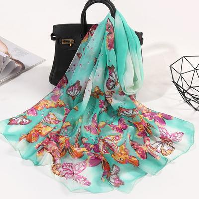 Chiffon Scarf, Women's Printed Butterfly Long Shawl