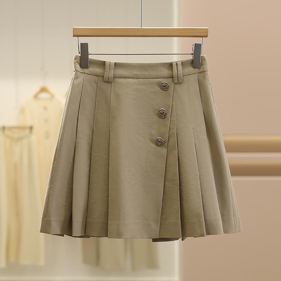 

Osthiawen High-Waisted Pleated Slimming Midi Skirt for Women - Perfect for Autumn L хакі