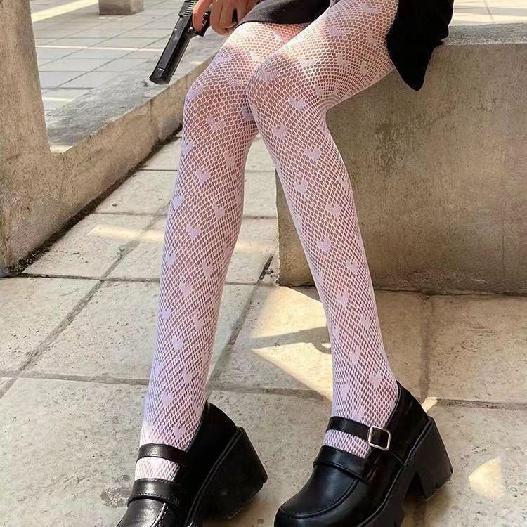 Pure White Fishnet Stockings Purely Desired Girl Hollow Out Pantyhose Women'S Sexy Big Fishing Net Tights Japanese Lolita Socks