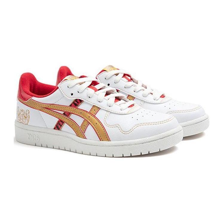 Asics JAPAN S Year Of The Tiger Synthetic Leather Casual Low top Kids' Skateboarding Shoes White Gold Red 1204A094-100