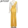 BITCED Summer Women's Solid-Colour Slim-Fit High-Waisted Fashion Strapless Sleeveless Mesh Dress