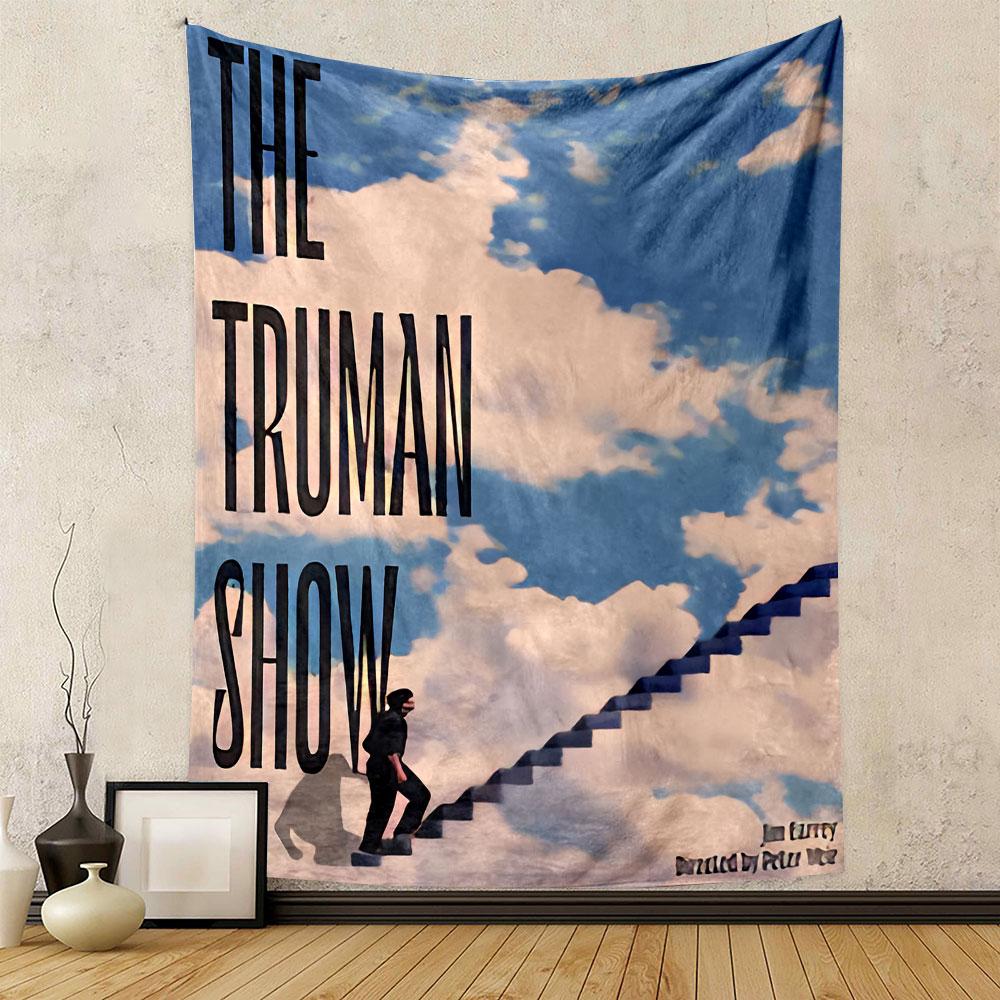The Truman Show Movie Poster Tapestry Wall Hanging, Jim Carrey Classic Film Art, Cinematic Wall Decor for Bedroom Living Room Dorm