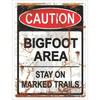Bigfoot Warning Metal Tin Sign Vintage Hunting Cabin Decor Wall Art