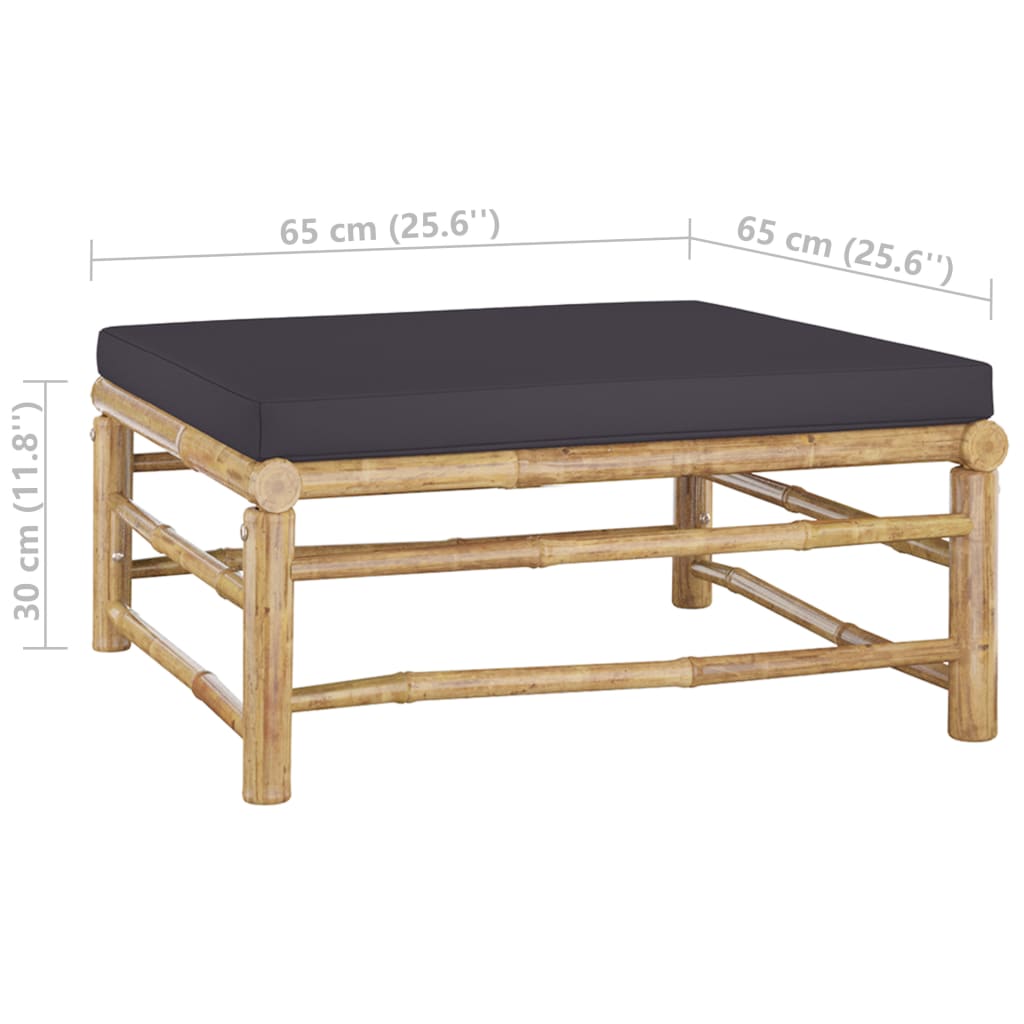 5 Piece Garden Lounge Set with Dark Grey Cushions Bamboo