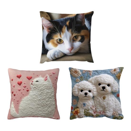 45x45CM Pynteputetrekk Tegneserie Hund Katt Putetrekk Hjem Stue Soverom Sofa Seng Dekorativt Firkantet Putetrekk