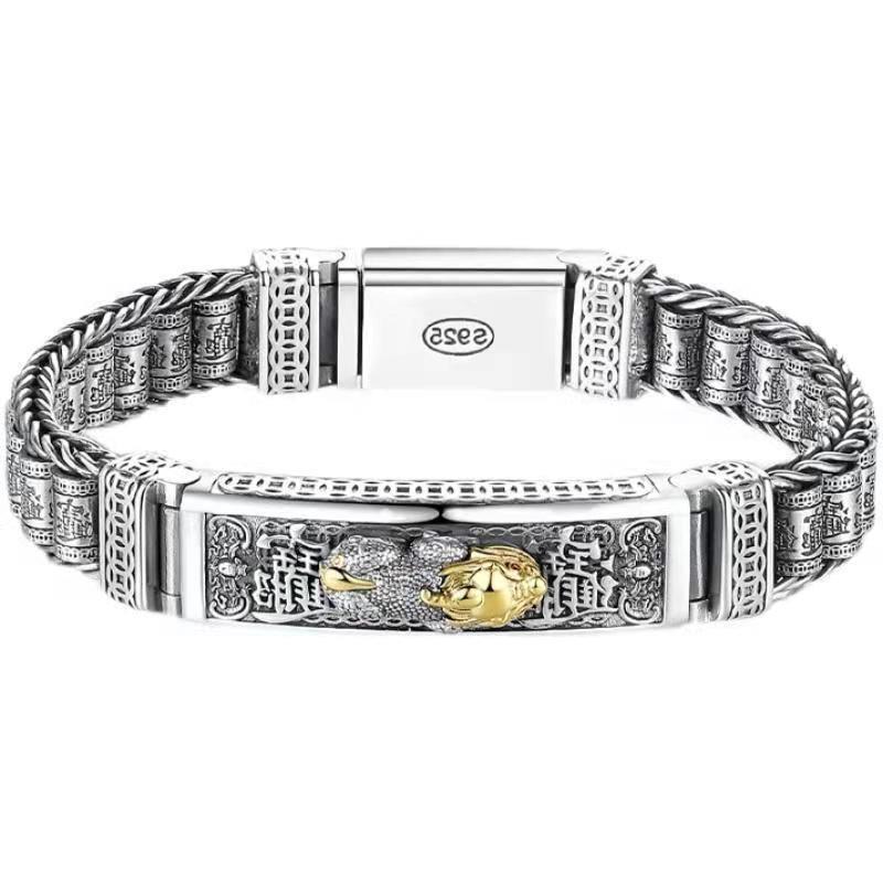 Trendy Douyin Lulutong Six-Character Mantra Bangle - Light Luxury Retro Design for Men & Women