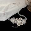 Stainless steel crystal beaded flower necklace elegant niche temperament versatile collarbone chain light luxury high-end sense necklace jewelry women