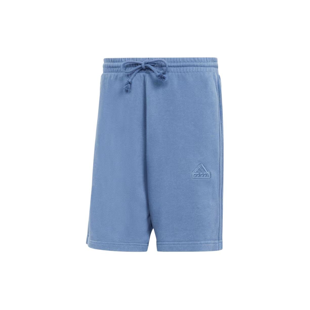 

Adidas All Season French Terry 3-Stripes Garment-Washed Shorts Men Bottoms Blue IR5259