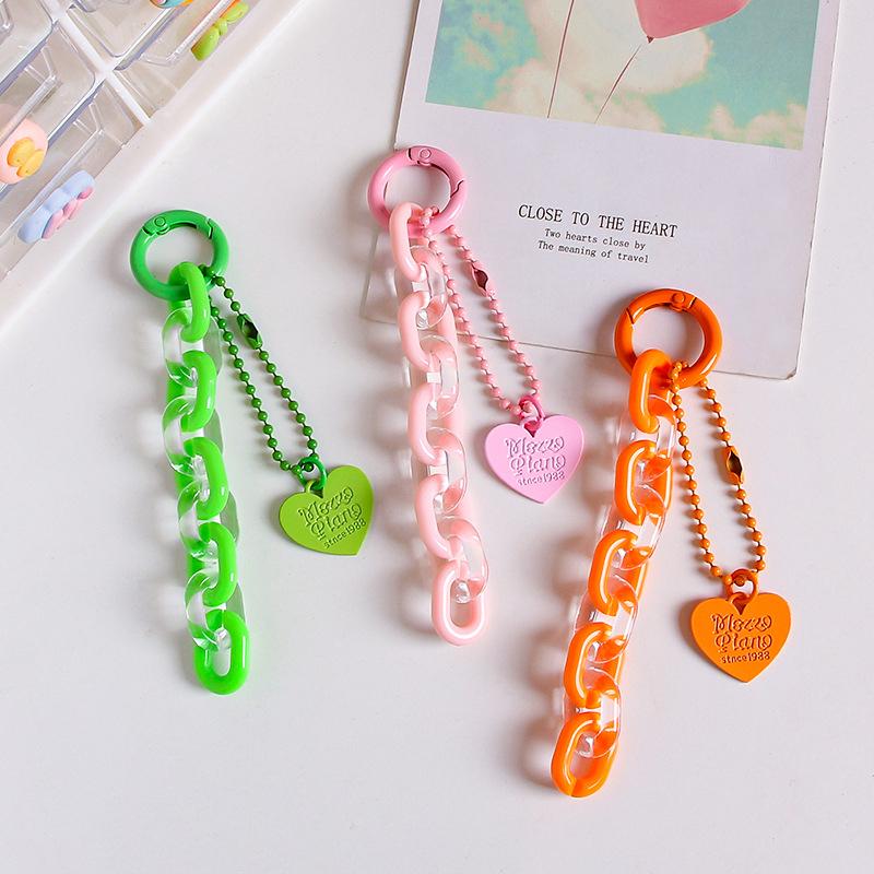 Sweet Cartoon Cute Heart Shaped Keychain Pendant Creative Chain Key Ring  Bag Hanging Decoration Accessories Gifts