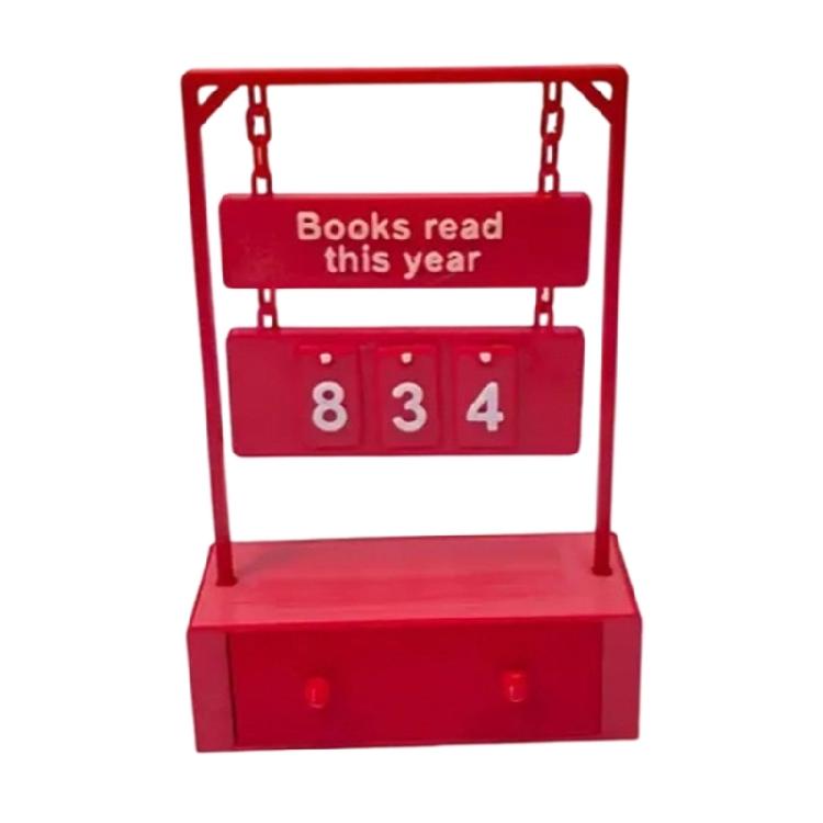 Hanging Book Counter Decorative Piece With Number Trackers And Bookmarks Holder Drawer Book Read This Year Trackers Gift