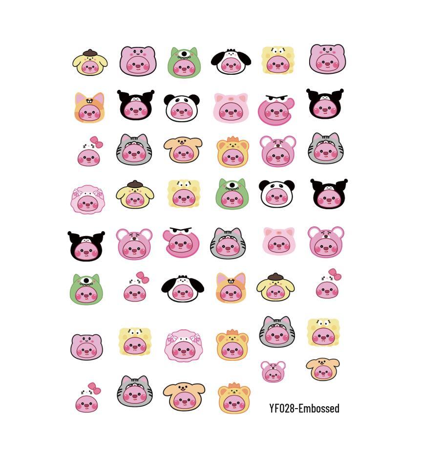 

3D Cute Beaver Nail Stickers - Loopy Ruby Cartoon Expressions & Embossed Decorations Flat style [7.2*9.3cm]