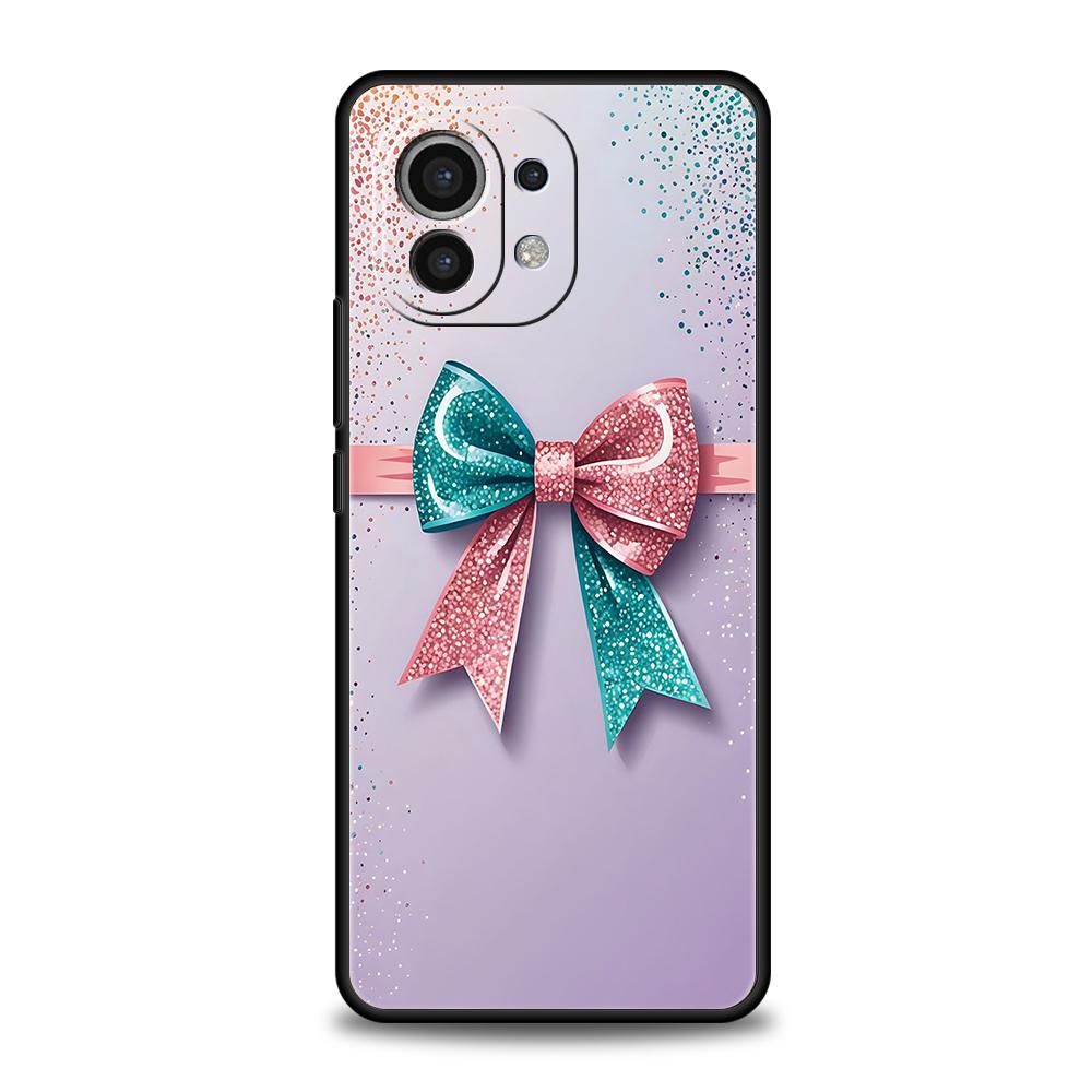 Pink Heart Bow Phone Case Cover for Xiaomi Mi 15 14 13 12 11 Ultra 14T 13T 12T 11T 10T Pro Lite 5G Shockproof Soft TPU Capas Bag