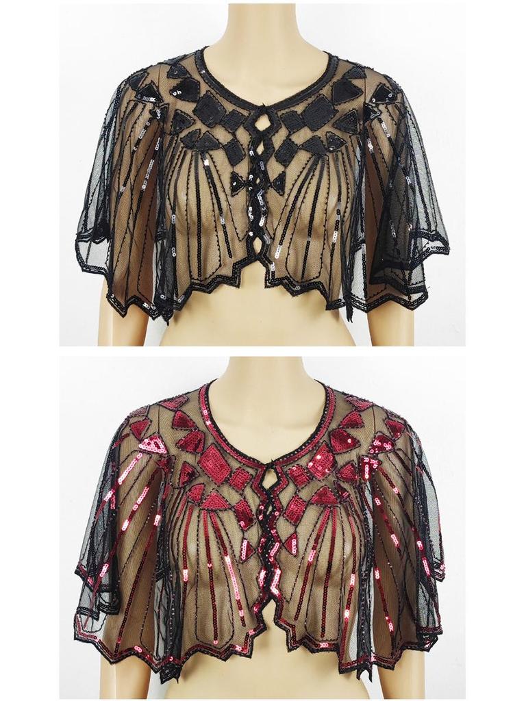 Damen Sommer Pailletten Mesh Schal - Aushöhlen Perlenmode Europäisch Amerikanisch Schulterwickel Sonnenschutz Strickjacke Weste