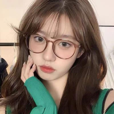 Myopia Glasses, Brown Glasses Frame, Plain Glasses for Students, Anti-blue Light Radiation Flat Glasses
