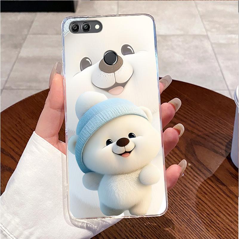Case For Huawei Y92018 FLA-LX1 Y9 2018 Casing Clear Luxury Cute Love Heart Rabbit Funny TPU Soft Silicone Phone Case Back Cover