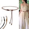 New Chinese Style Waist Rope Thin Belt for Women Ethnic Style Leather Rope Beaded Dress Long Rope Knotted Waist Chain Jewelry