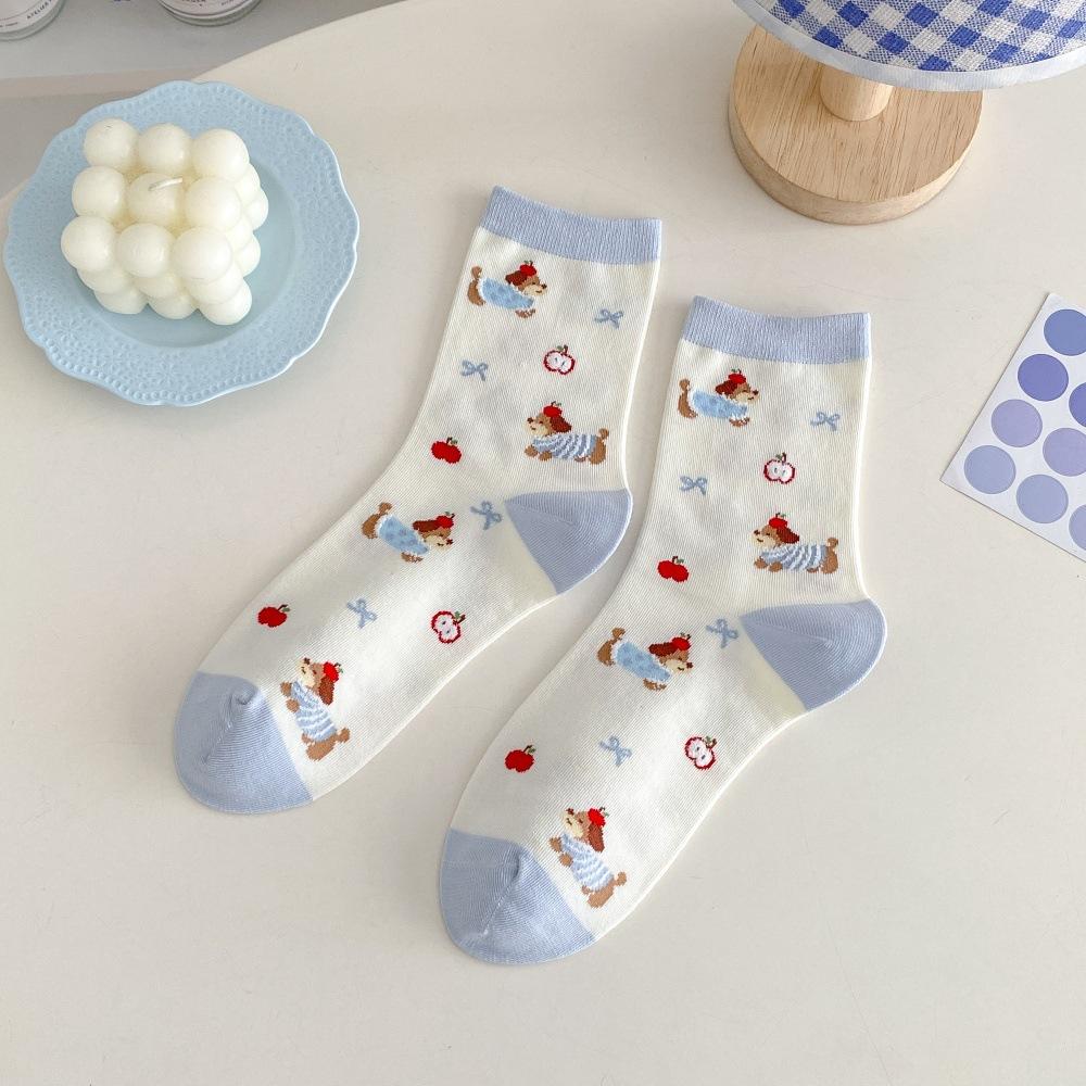 

Autumn Socks, Women s Mid-calf Socks, Dachshund Trendy and Versatile, Cute Floral and Sweet Student Cotton Socks for Autumn and Winter 1 pair