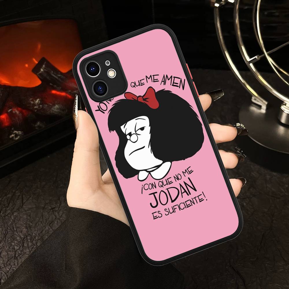 Popular Cartoon M-Mafalda Phone Cases For IPhone 16 15 14 Plus 13 12 11 Pro Max Matte Oft Bumper Phone Cover