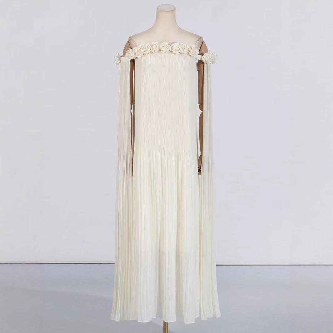 

2025 Вечернее платье на одно плечо с 3D цветочной лоскутной отделкой для женщин Small белый