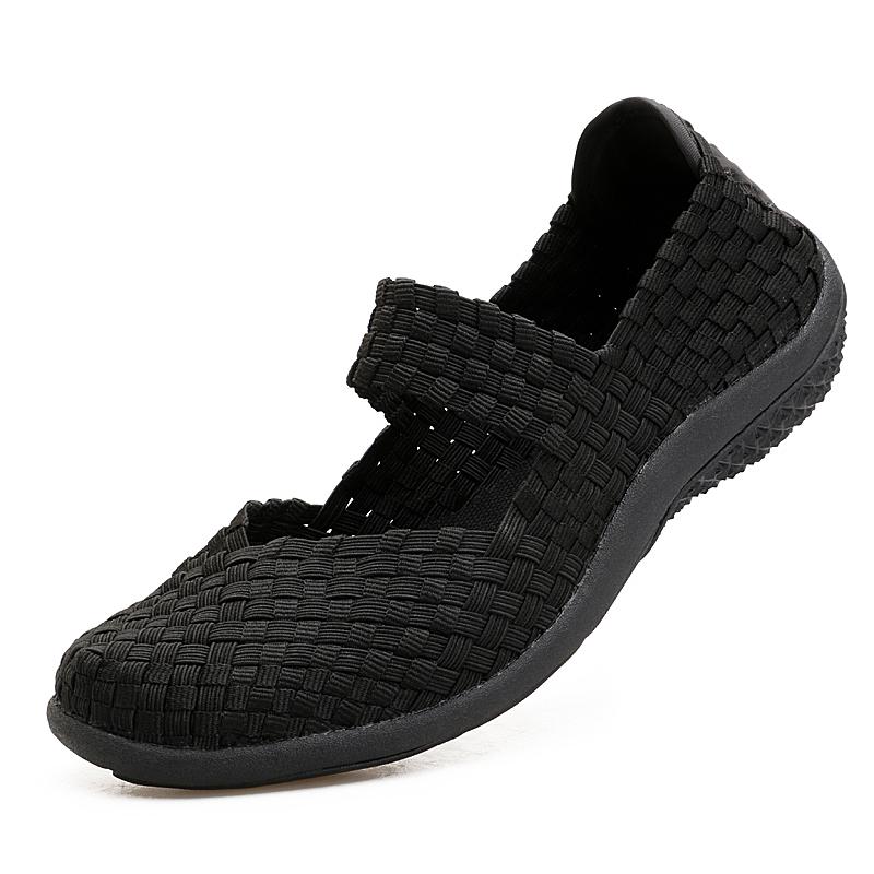 

Летние женские тканые туфли ручной работы, модные дышащие повседневные эластичные сандалии на плоской подошве 37 чёрный