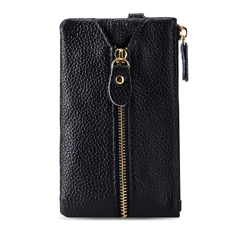 Top-Grain Cowhide Leather Wristlet: Key Pouch, Coin Purse, Card Holder, Wear-Resistant Multifunctional Small Handbag.