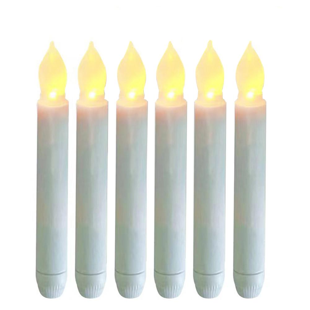 LED Taper Candle Lights, 6pcs Flameless Floating Candles Battery Operated Window Candles LED Taper Handheld Candlesticks