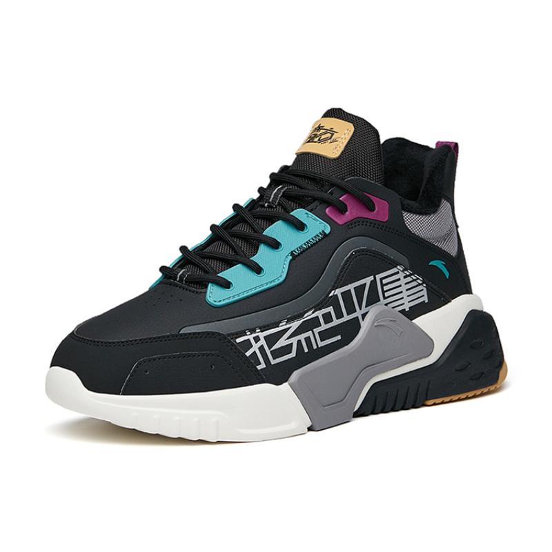 Anta Warm Lightweight Wear-Resistant Slip-Resistant Low-Top Casual Shoes Men's Black Gray Blue Sneakers 112148980-2