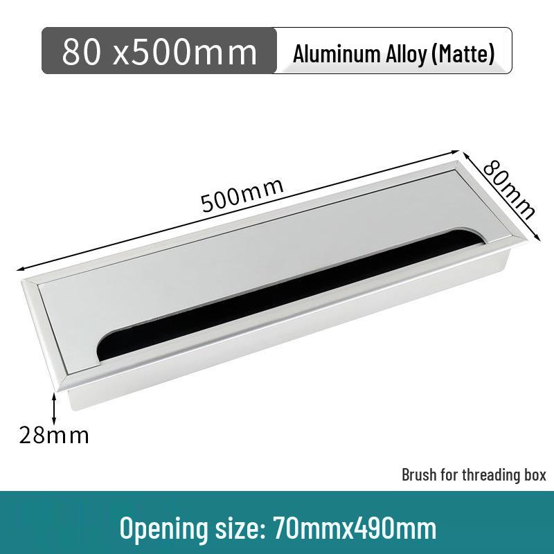 Aluminum Office Desk Cable Cover with Bristles - Sound-Dampening Rectangular Wire Organizer