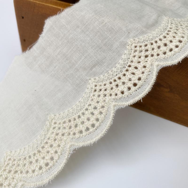 Exquisite Lace Trim: 13CM Wide Pure Cotton Fabric Edge with Embroidery for DIY Accessories