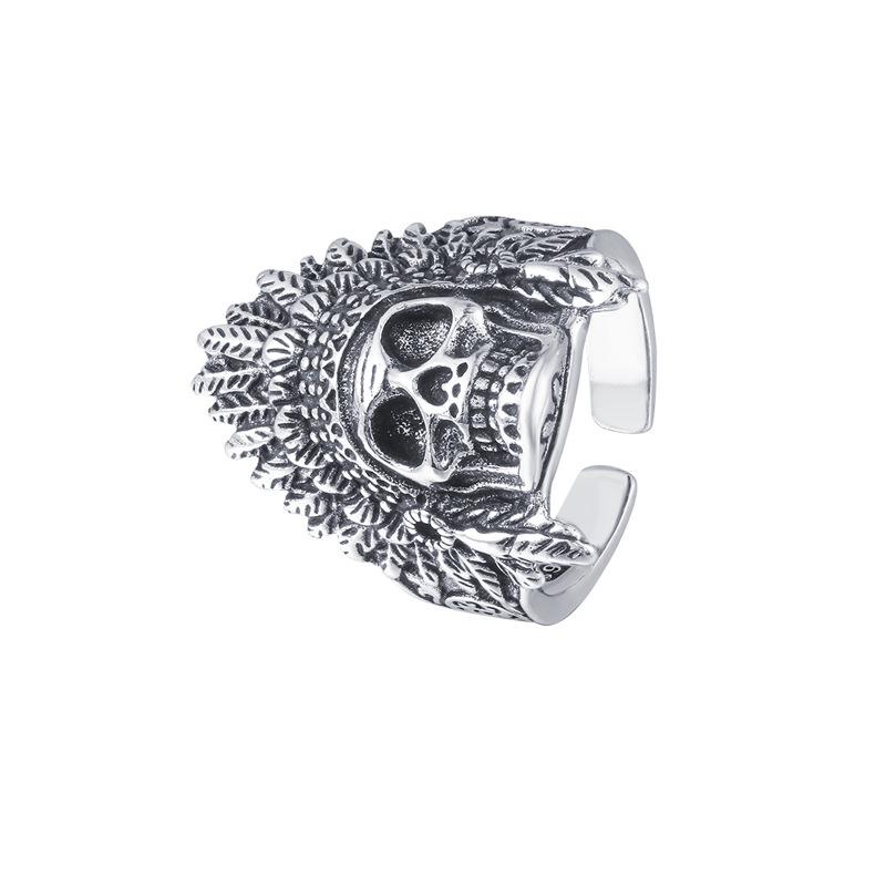 Domineering Skull Ring: Punk-Style Indian Head Open Ring for Men & Women