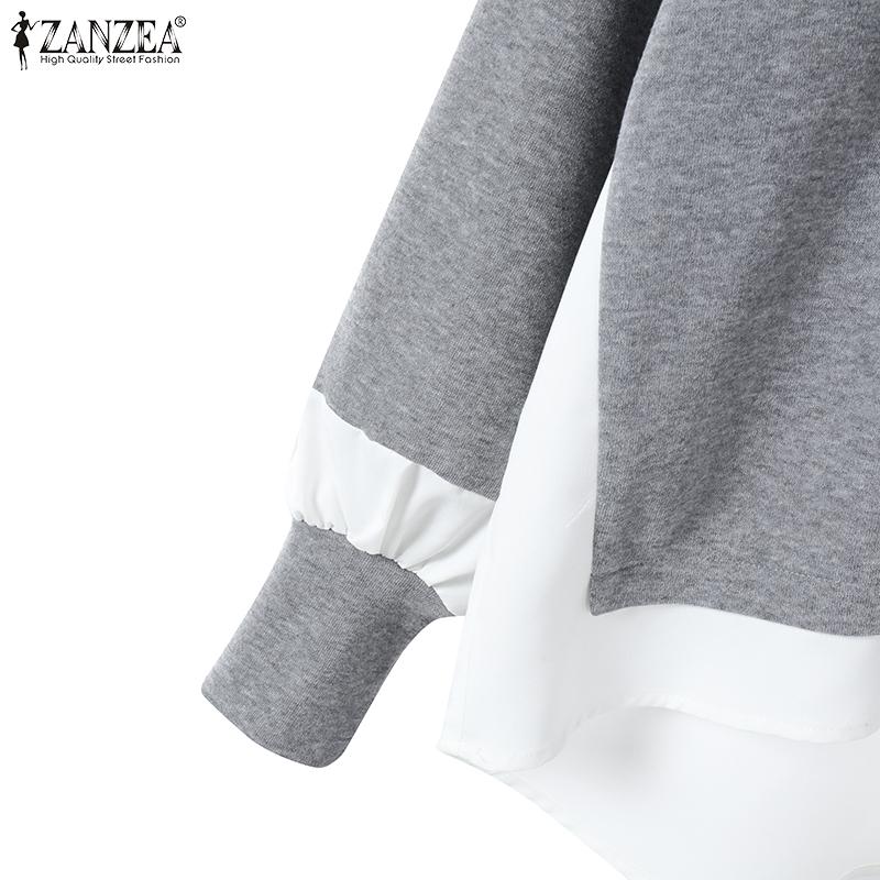 ZANZEA Damen Vintage Rundhalsausschnitt Fake Zweiteilige Langarmbluse Hosen Sets