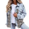 Womens Long Sleeve Denim Jacket Plus Size Basic Lapel Button Down Cropped Casual Jean Jackets Trucker Coats Jacket