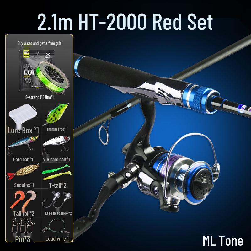 Hasda Carbon Fishing Rod & Reel Set - Straight Handle, Long Cast Metal Spinning Reel, Ideal for Beginners