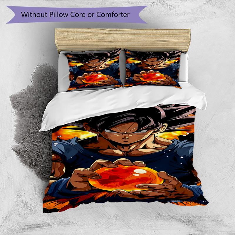 3-teiliges Bettbezug-Set (1 * Bettbezug + 2 * Kissenbezug, ohne Kern), Dragon Ball Print Bettwäsche-Set, Schlafzimmer-Dekoration, Ganzjahres, Geburtstagsgeschenk