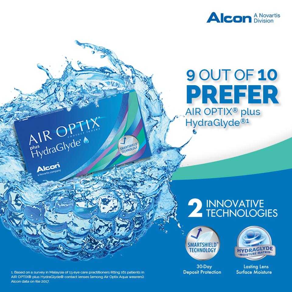 Monthly Contact Lenses Air Optix Plus HydraGlyde, Soft, 6 pieces, BC 8.6mm, DIA 14.2mm