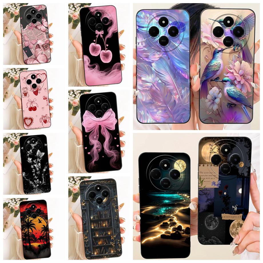 Luxury Fashion Painting Phone Case For Xiaomi Redmi 14C 4G Back Cover Liquid Silicone Soft Bumper For Redmi A4 14R 5G Poco C75