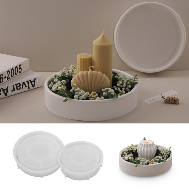 Round Storage Bowl Silicone Molds Candle Tray Molds Plaster Molds Epoxy Resin Molds Castings Molds Flower Pots Molds