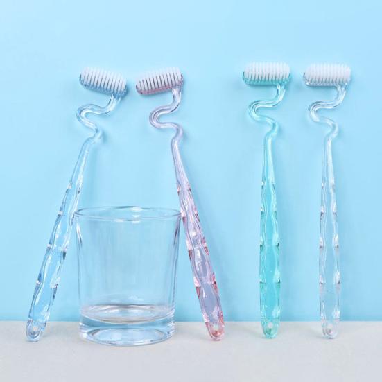 Toothbrush with Hanging Hole Design S-Shaped Vertical Brush Soft Bristles Anti-Slip Handle Toothbrush