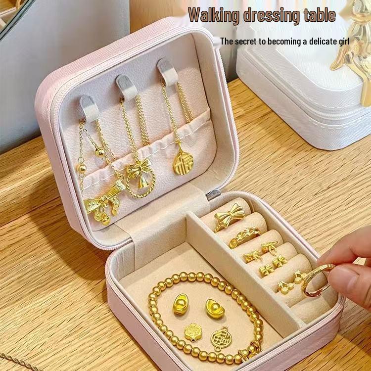 Portable Mini Jewelry Box: Anti-oxidation Storage for Stud Earrings, Necklace, and Ring