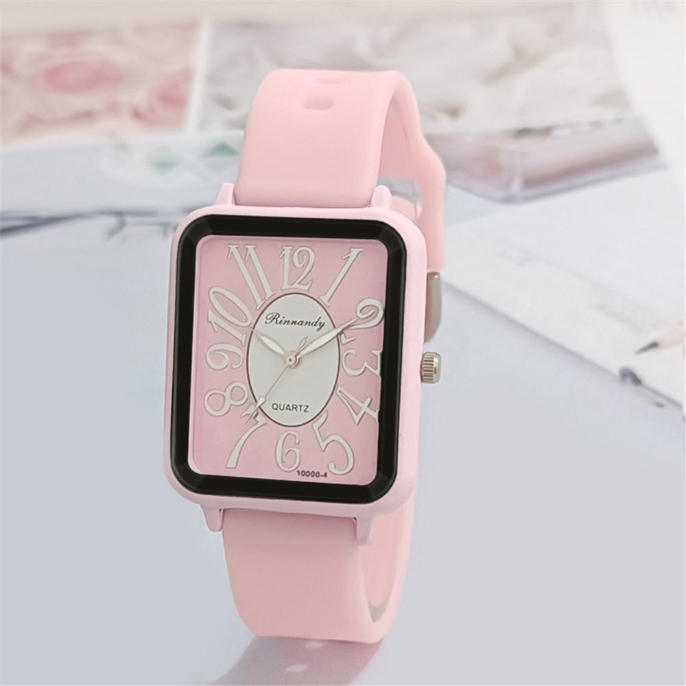 Minimalist Ladies Sports Brand Watches Fashion Square Figures Women Quartz Watch Grey silicone tape Matching Dress Wristwatches