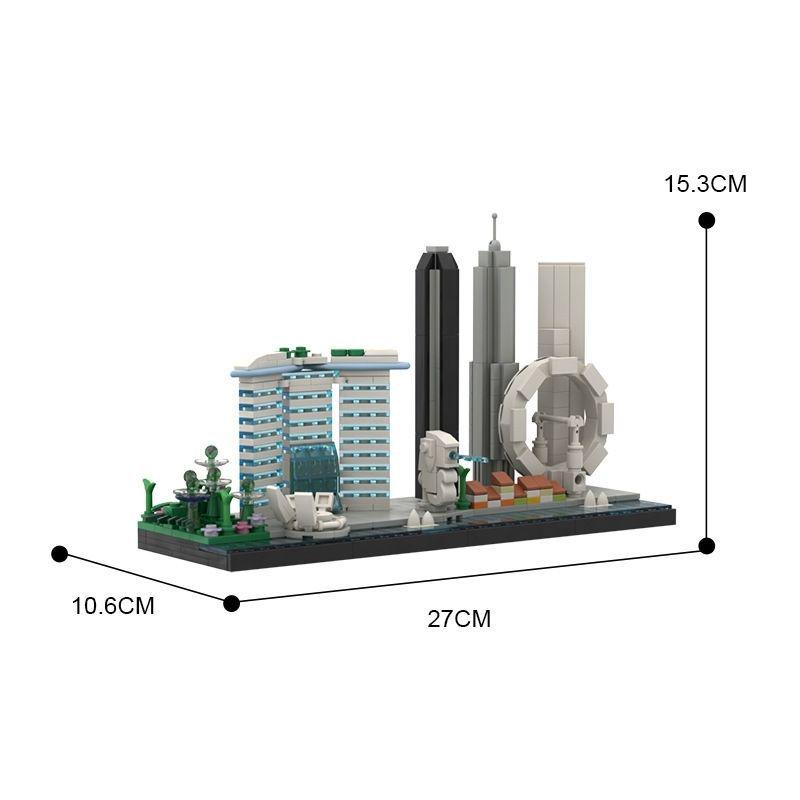 City Street View Building Blocks: Singapore Skyline Ornament