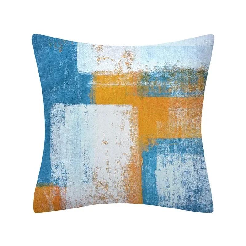 Abstract Oil Painting Geometry Cushion Cases Yellow Blue Green Modern Abstract Art Pillows Case Sofa Pillows,(1) 30x30cm