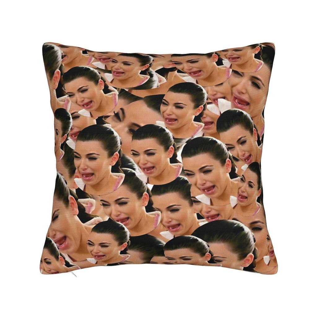 Bed Decor Crying Kims Kardashians Funny Meme Pillowcases Accessories Pillow Cover Square Multi Size
