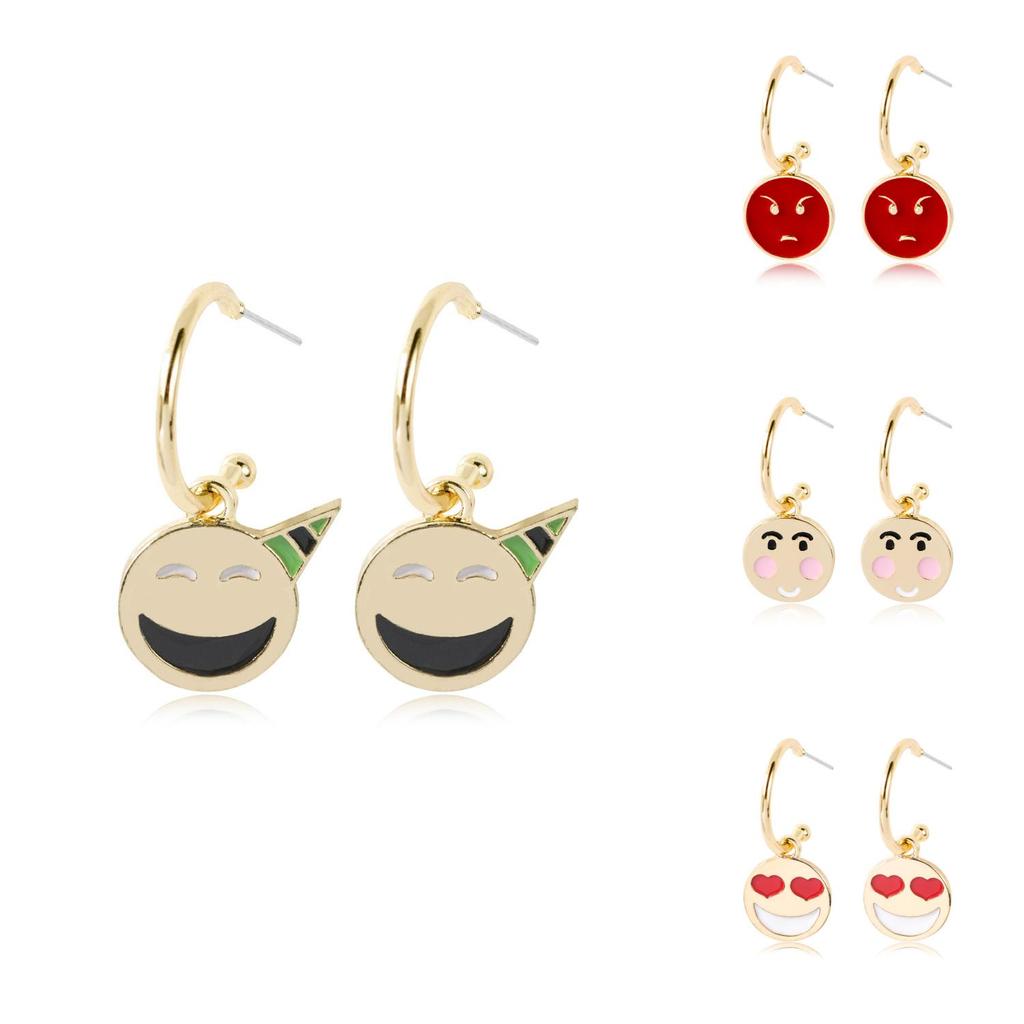 Heart Trendy Geometric Eyes Earrings Alloy Material Fashionable Statement Jewelry