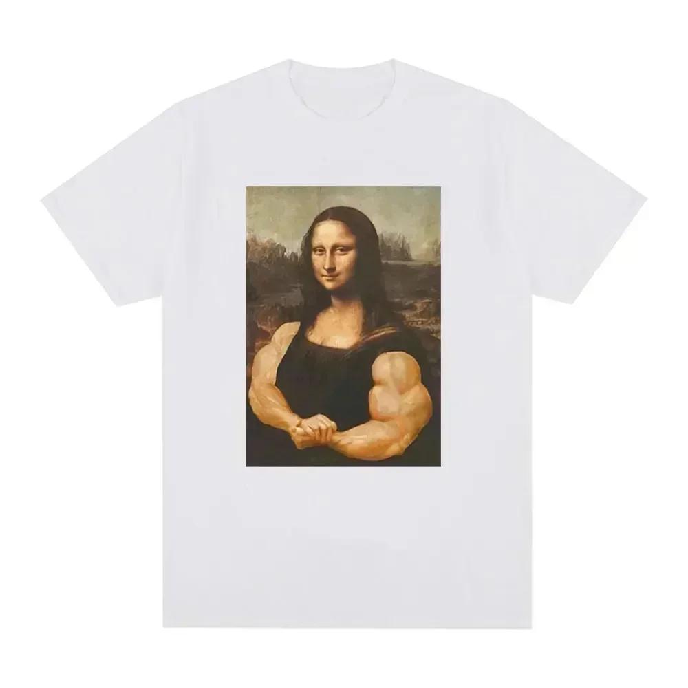 Funny Mona Lisa Fitness T-shirt Muscles Gym Casual Graphic Short Sleeve T-shirts Unisex Fashion  Casual  T Shirt
